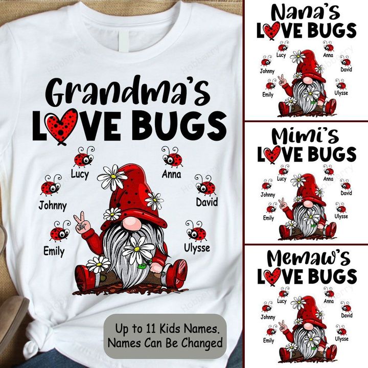 Personalized grandma's love bugs family shirt