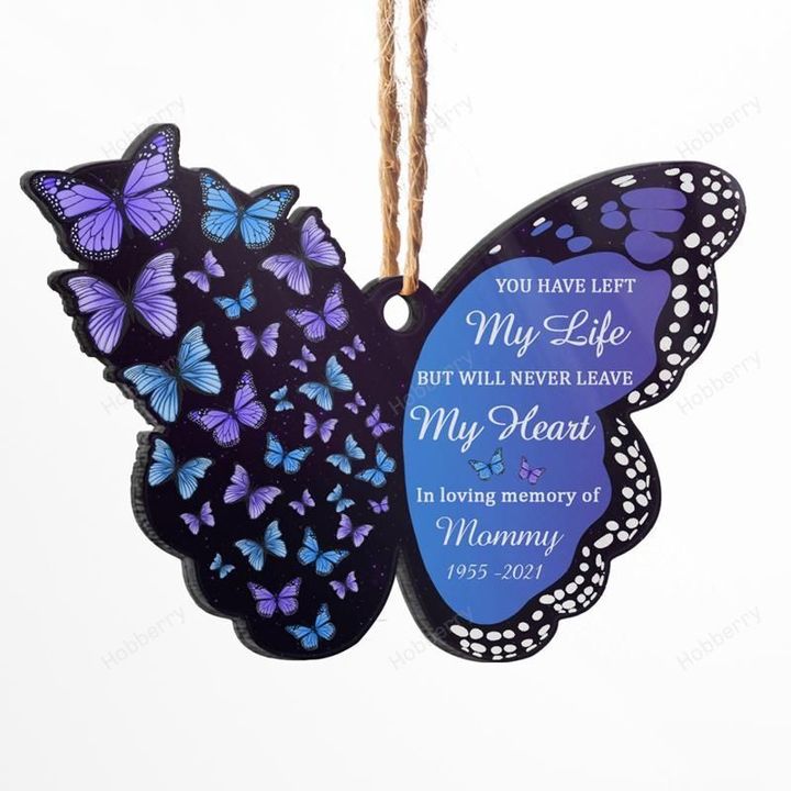 Never Leave My Heart - Memorial Gift - Personalized Custom Butterfly Acrylic Ornament