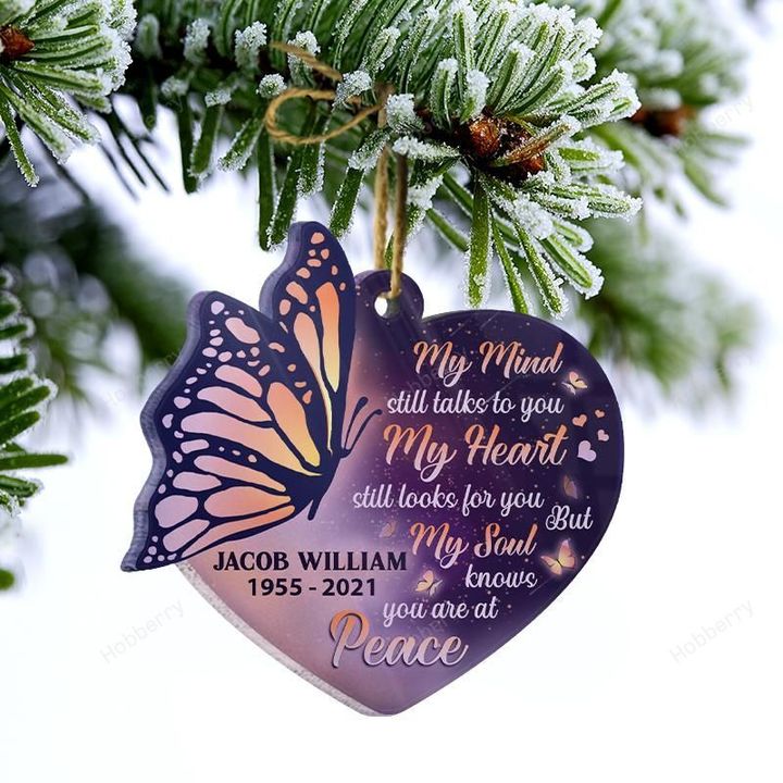 My Soul Knows You Are At Peace - Memorial Gift - Personalized Custom Heart Acrylic Ornament