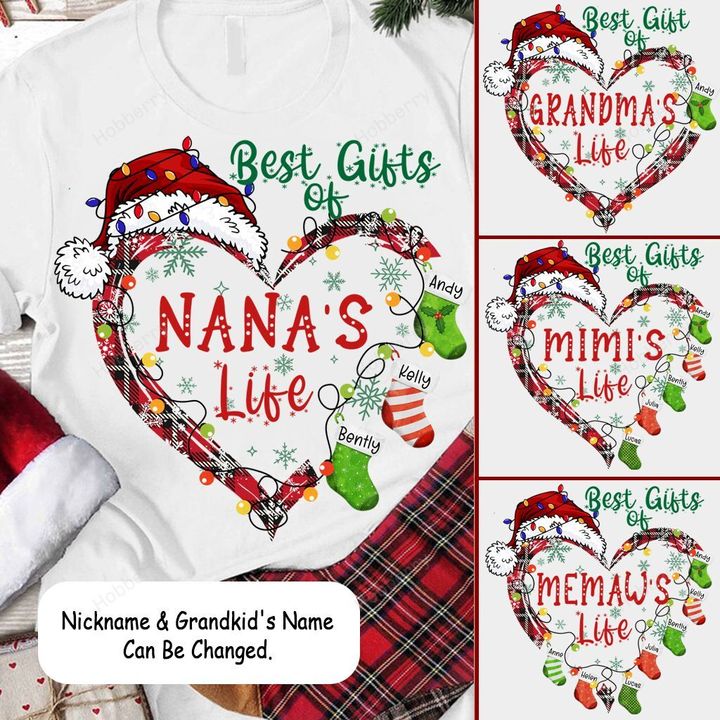 Best Gifts Of Nana's Life Heart Christmas Personalized Shirt Gift For Grandma
