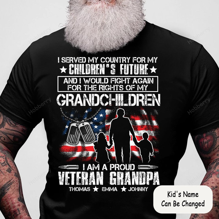 Personalized I served my country for my children grandchildren Veteran Grandpa Shirt