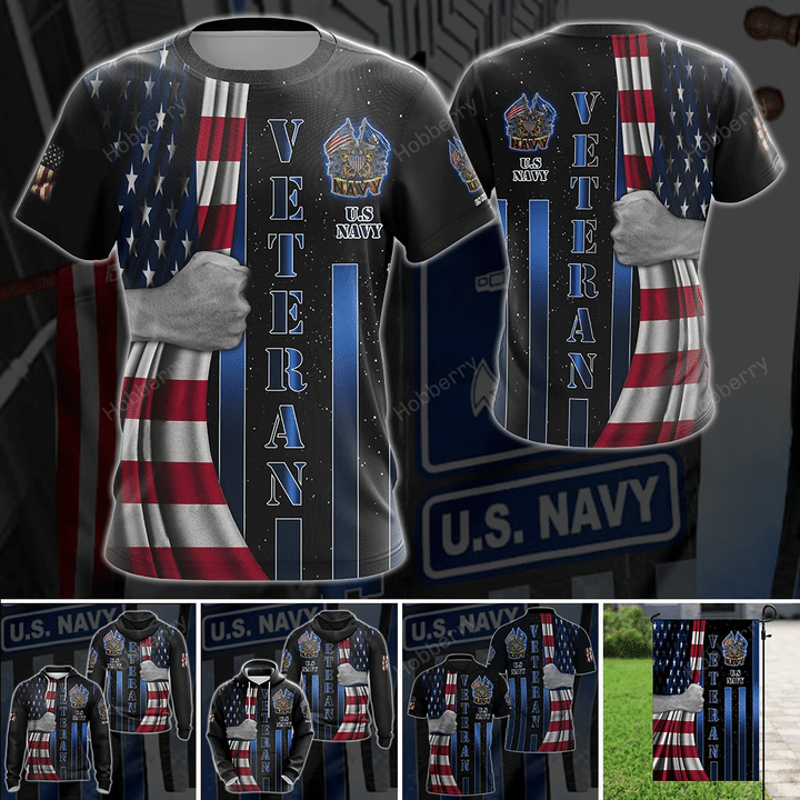US Navy Veteran All Over Print T-shirt Zip Hoodie Polo Shirt