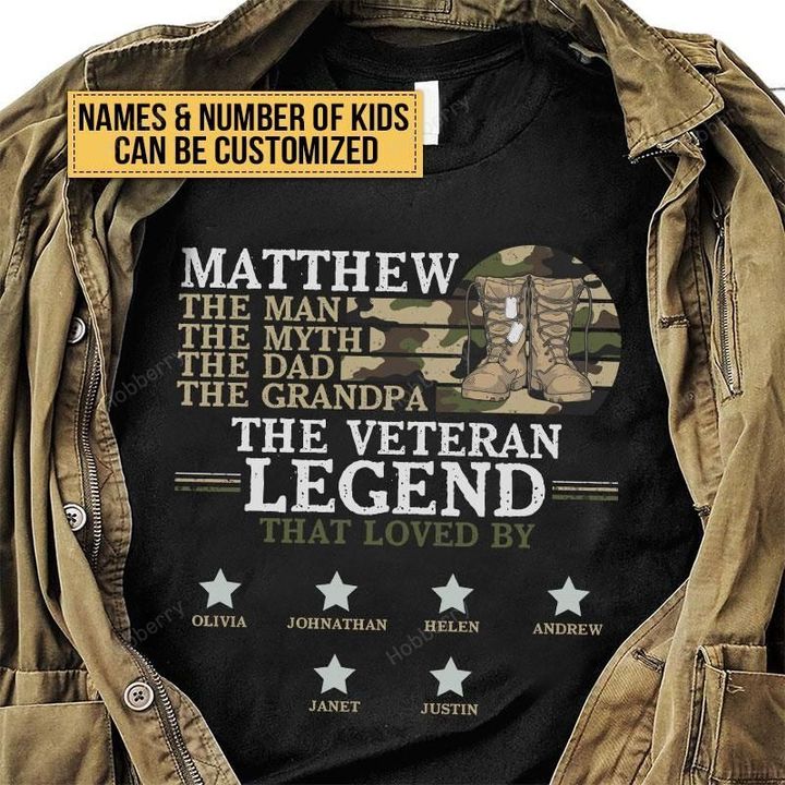 Personalized Veteran The Man The Myth The Dad The Grandpa The Legend Shirt