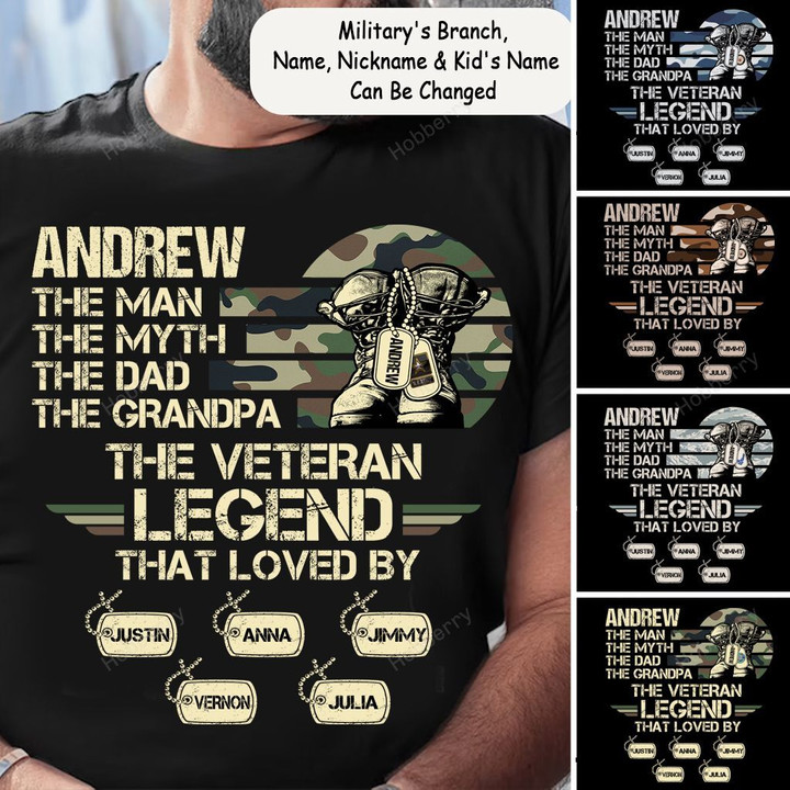 Personalized The Man The Myth The Dad The Grandpa The Veteran Legend Shirt