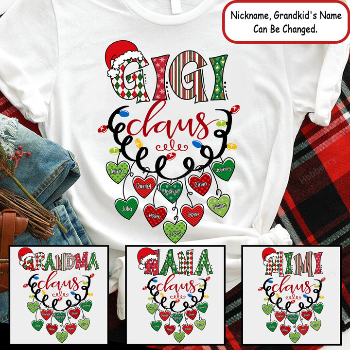 Mimi Claus with Grandkids Christmas Personalized Shirt Gift For Grandma