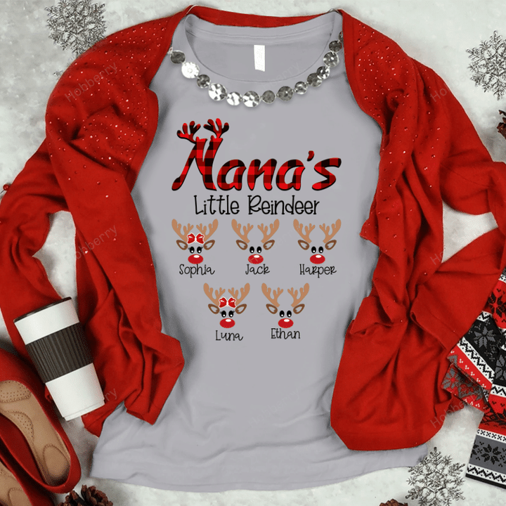 Personalized Nana's Little Reindeers Christmas Shirt Gift For Grandma