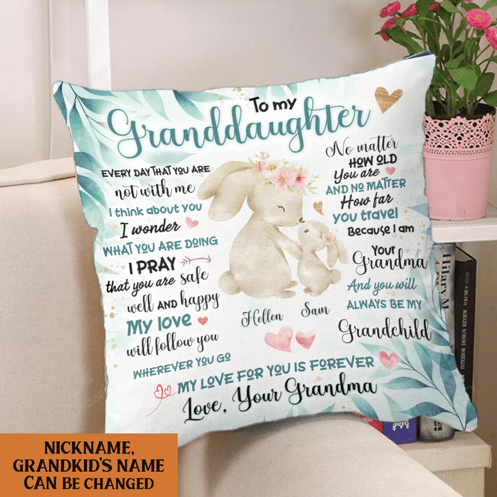 Personalized Grandma To My Granddaughter Bunny Customized Pillow Cover