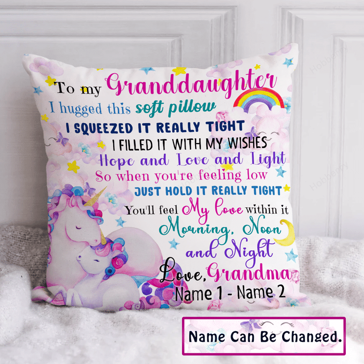Personalized Grandma To My Granddaughter Unicorn Customized Pillow Cover