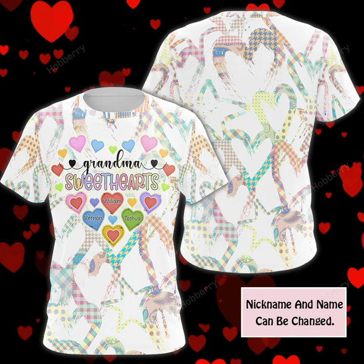 Personalized Grandma's Sweethearts All Over Print T-shirt Hoodie Gift For Grandma & Mom