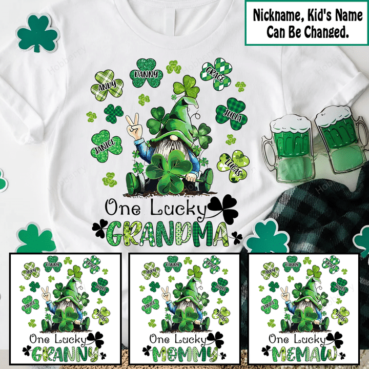 Personalized One Lucky Grandma St. Patrick's Day Shirt Gift For Grandma & Mom