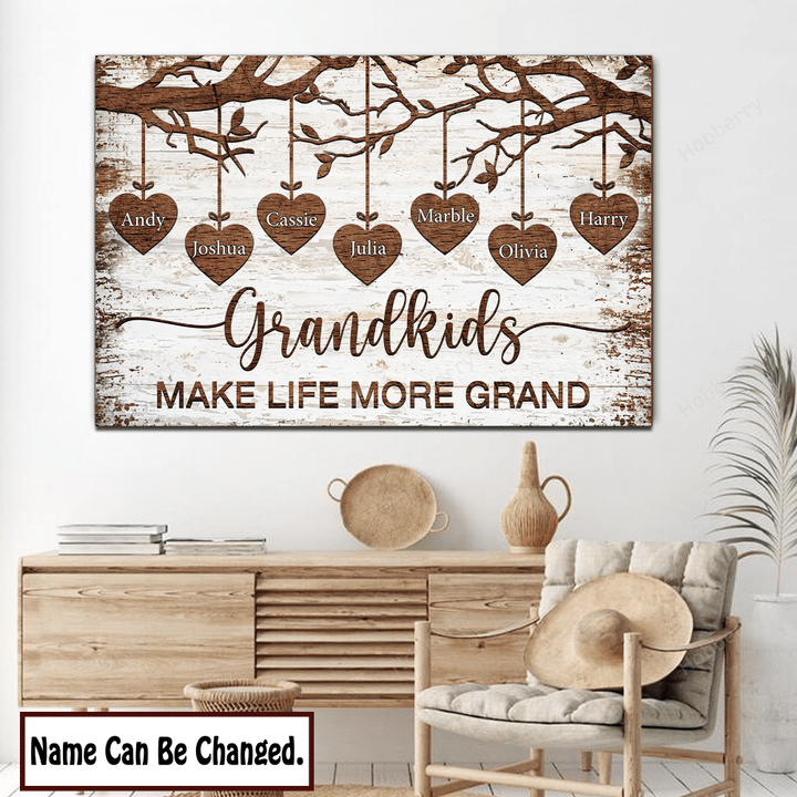 Grandkids Make Life Grand Family Custom Canvas & Poster, Gift For Family - Personalized Custom Poster & Canvas