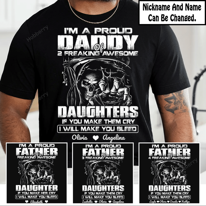 Personalized I'm A Proud Daddy Grandpa Uncle of A Freaking Awesome Daughter Granddaughter Niece - Personalized Custom Name Shirt Gift For Grandpa Dad Uncle