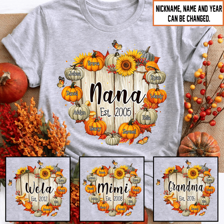 Nana Mimi Halloween Grandma Shirt With Grandkids Names - Personalized Custom Name Shirt Gift For Grandma & Mom