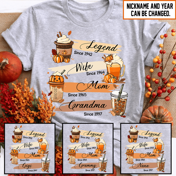 Legend Wife Mom Grandma Halloween Fall Season Grandma Shirt With Grandkids Names - Personalized Custom Name Shirt Gift For Grandma & Mom