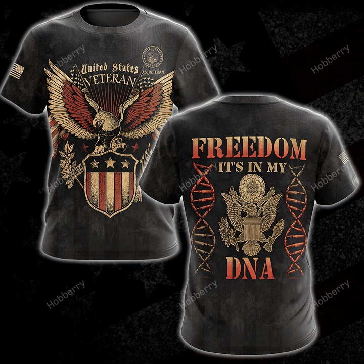 US Veteran Shirt Freedom It's In My DNA Veterans Day 3D All Over Print T-shirt Zip Hoodie Sweatshirt Hawaiian Shirt Tank Top Clothing Apparel