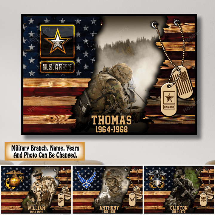 Personalized Gift For Military Veteran Dad Grandpa Veterans Day Memorial Day Gift - Custom Poster & Canvas