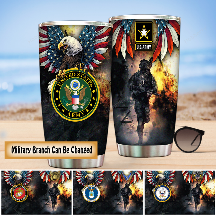Personalized Army Navy Air Force Marine Military Veteran Tumbler Veterans Day Memorial Day Gift Insulated Stainless Steel Tumbler 20oz / 30oz