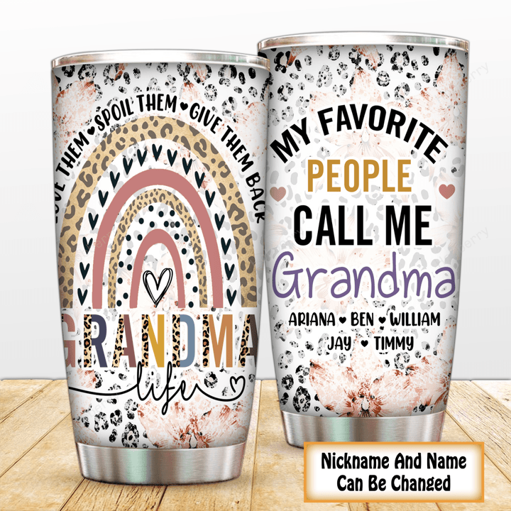 Personalized Grandma Tumbler My Favorite People Call Me Grandma Mother's Day Insulated Stainless Steel Tumbler 20oz / 30oz Gift For Mom Grandma