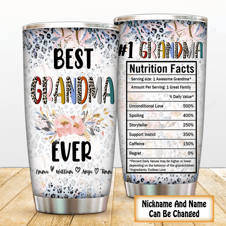 Personalized Grandma Tumbler Best Grandma Ever Mother's Day Insulated Stainless Steel Tumbler 20oz / 30oz Gift For Mom Grandma