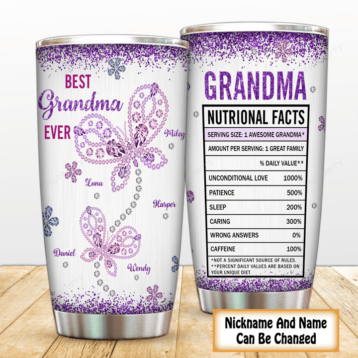 Personalized Grandma Tumbler Best Grandma Ever Mother's Day Insulated Stainless Steel Tumbler 20oz / 30oz Gift For Mom Grandma