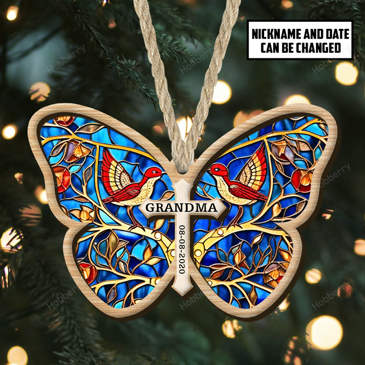 Always With You Memorial Butterfly-Shaded Ornament - Personalized Custom Suncatcher Ornament