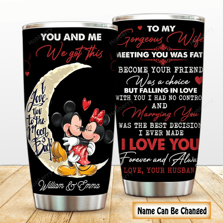 Personalized Husband And Wife Tumbler Magical Mouse You And Me We Got This I Love You To The Moon And Back Anniversary Insulated Stainless Steel Tumbler 20oz / 30oz Gift For Husband Wife