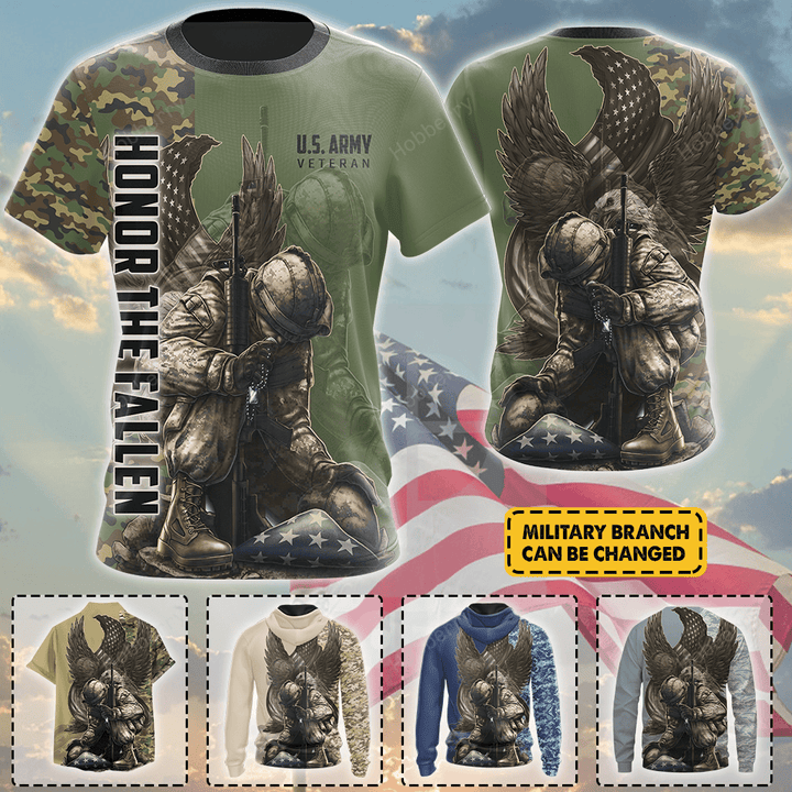 Personalized Military Veteran Shirt Custom Branch Honor The Fallen Veterans Day Memorial Day Independence Remembrance Gift T-shirt Zip Hoodie Sweatshirt Polo Bomber