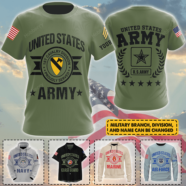 Personalized Military Veteran Shirt With Unit Patches Branch Name Division Veterans Day Memorial Day Independence Remembrance Gift T-shirt Zip Hoodie Sweatshirt Polo Bomber