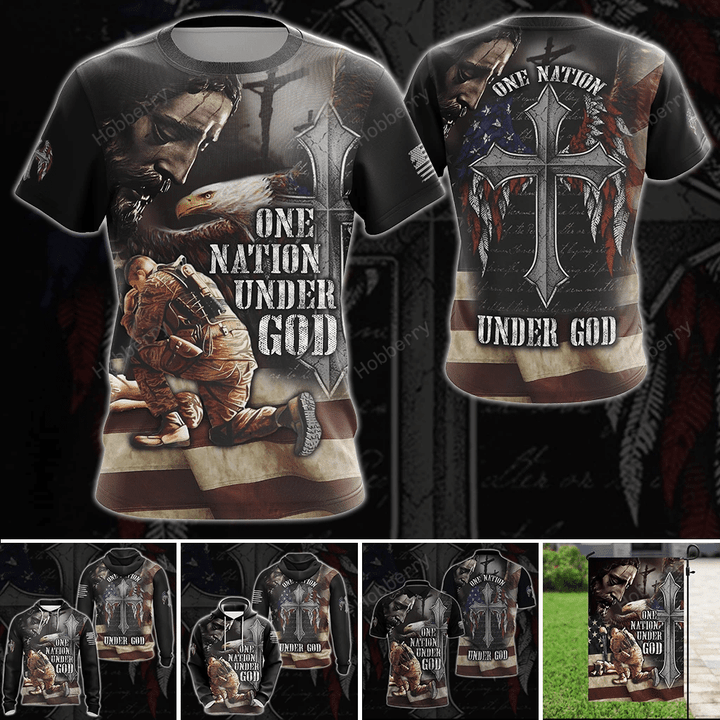 US Veteran Shirt One Nation Under God All Over Print Veterans Day T-shirt Zip Hoodie Polo Shirt