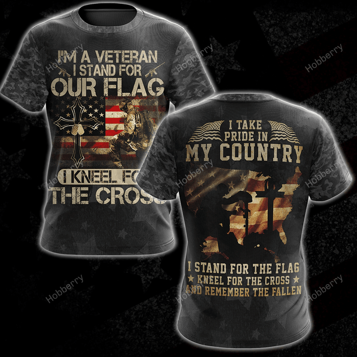 US Veteran Shirt I Take Pride In My Country Stand For The Flag Kneel For The Cross Veterans Day 3D All Over Print T-shirt Zip Hoodie Sweatshirt