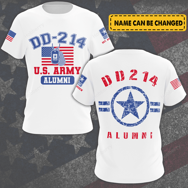 Personalized Army Veteran Shirt DD-214 Alumni United States Veteran 4th of July Veterans Day Memorial Independence Remembrance Gift For Dad Grandpa