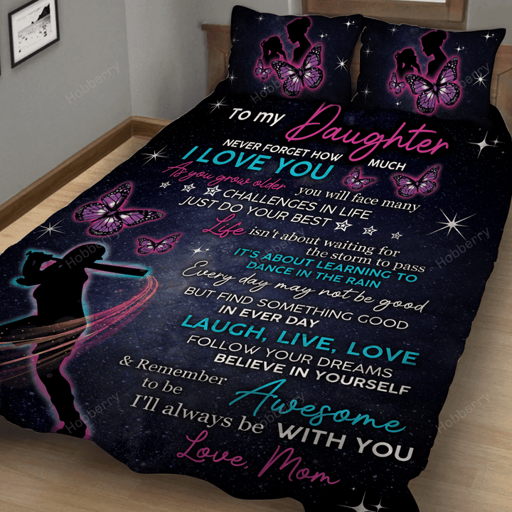 To My Daughter Never Forget How Much I Love You Love Mom - Baseball 3D Quilt Set Hobberry