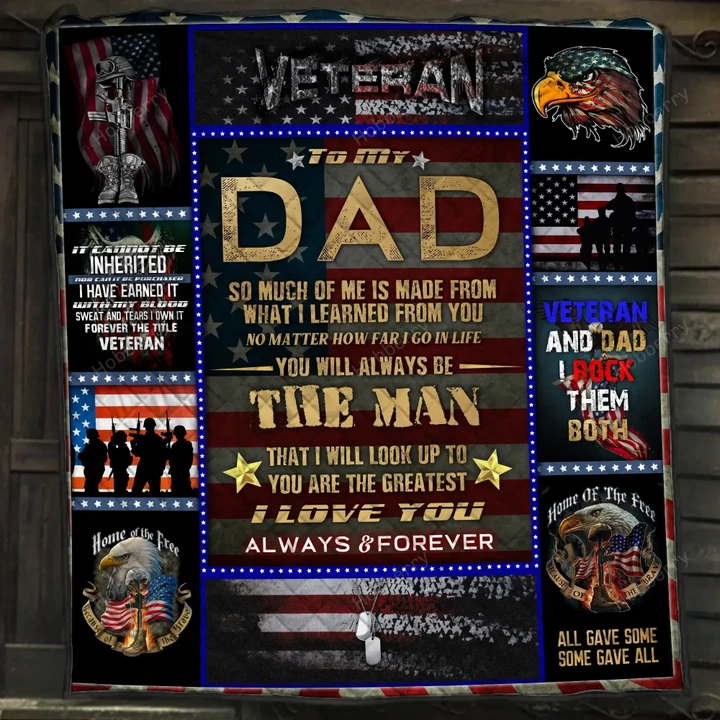 Veteran Dad Veterans Day 3D Quilt Bed Set Hobberry