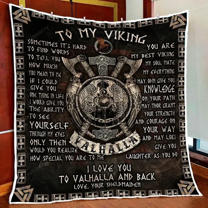 To My Viking. I Love You To Valhalla And Back Quilt Set Hobberry