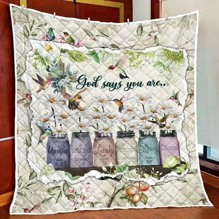 Hummingbird. God Says You Are Quilt Blanket Quilt Set Hobberry