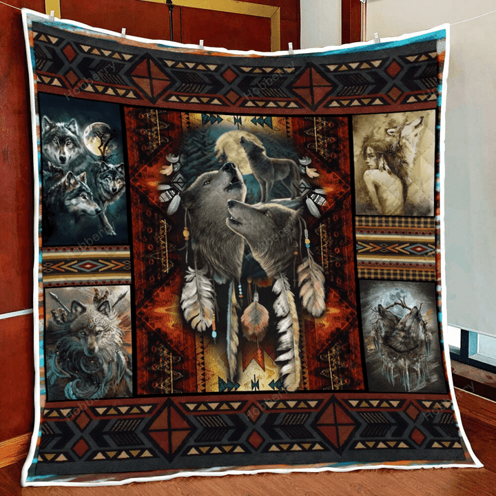 Native Amerian Wolf Spirit Quilt Blanket Quilt Set