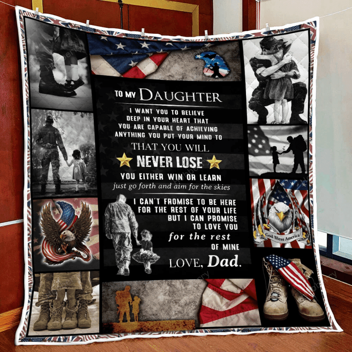 To My Daughter From Soldier Dad Quilt Blanket Quilt Set