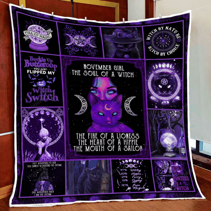 Custom Month November Girl – The Soul Of A Witch Quilt Blanket Quilt Set