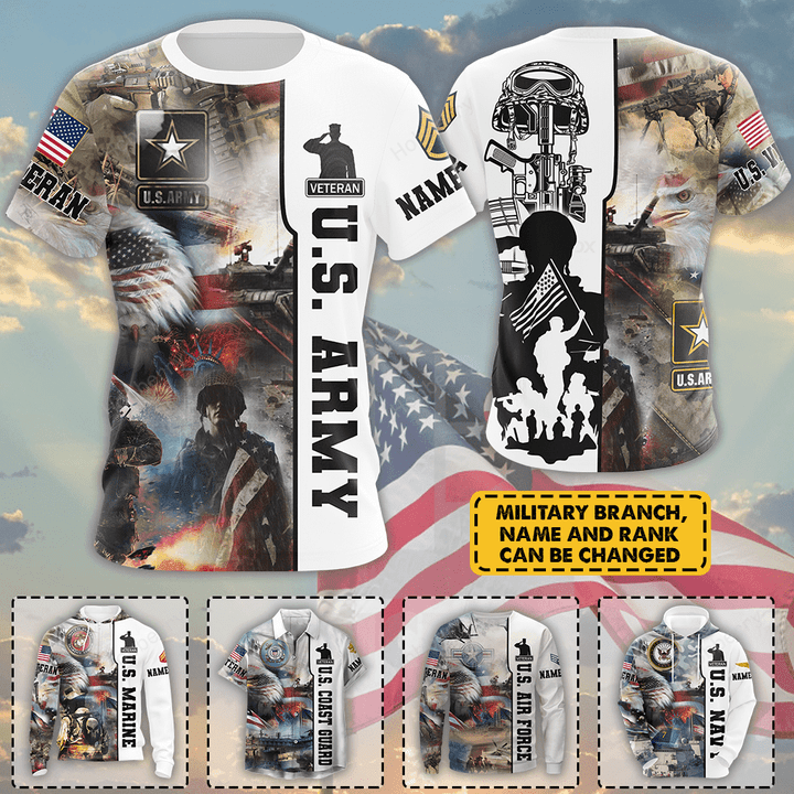 Personalized Army Navy Marine Air Force Coast Guard Military Veteran Shirt Veterans Day Memorial Day Gift T-shirt