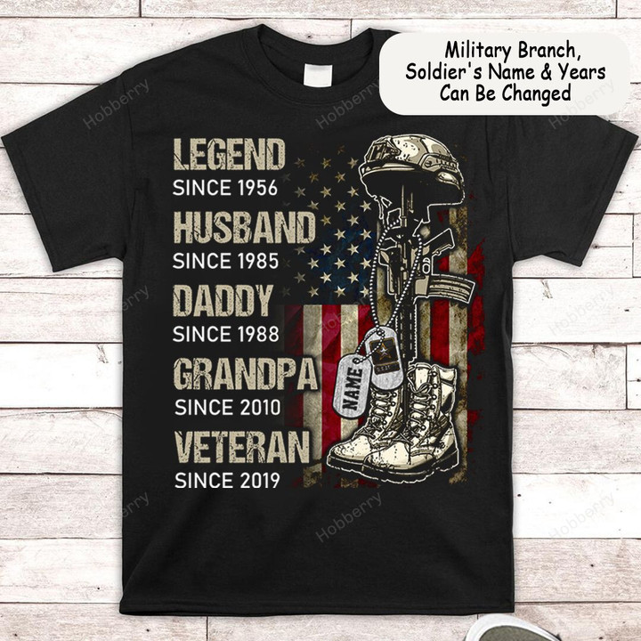Personalized Veteran Grandpa Daddy Legend Family Shirt