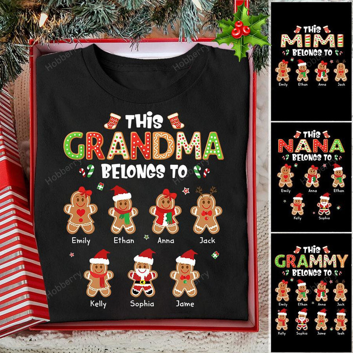 Personalized This Grandma Belongs To Bundle Gingerbread Christmas Shirt Gift For Grandma