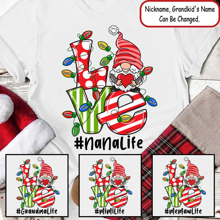Personalized Grandma Life Gnome Kids Christmas Shirt Gift For Grandma
