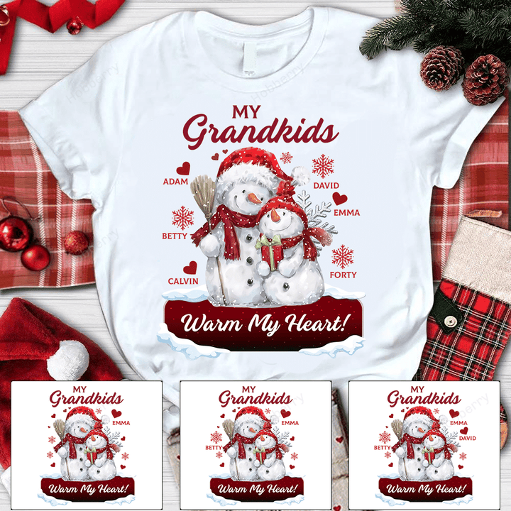 Personalized Grandma My Grandkids Warm My Heart Christmas Shirt Gift For Grandma