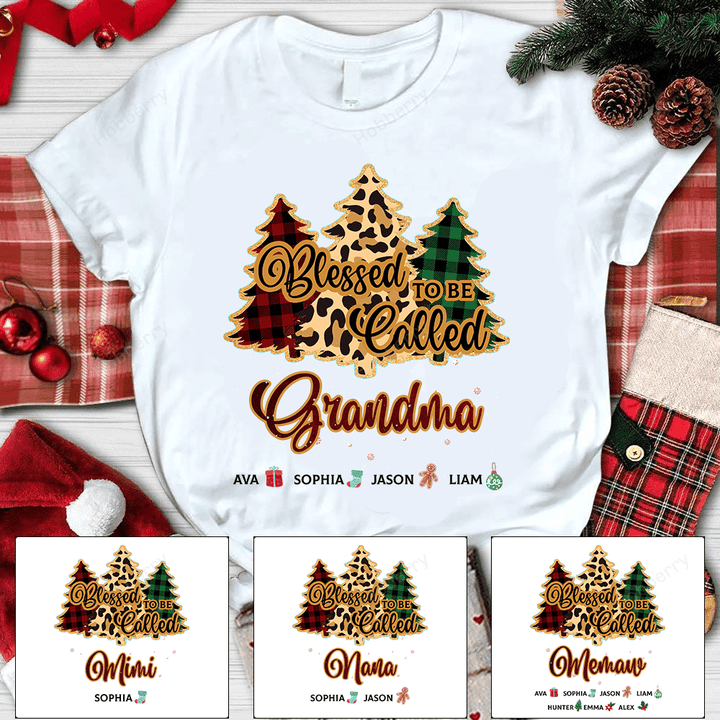 Personalized Blessed To Be Called Grandma Christmas Shirt Gift For Grandma