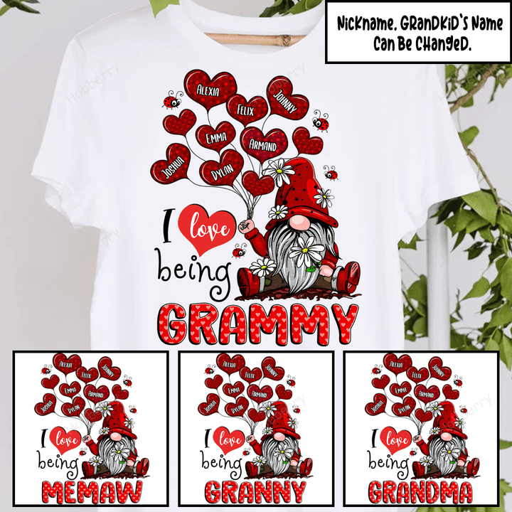 Personalized Grandma Gnome I Love Being Grandma Shirt Gift For Grandma