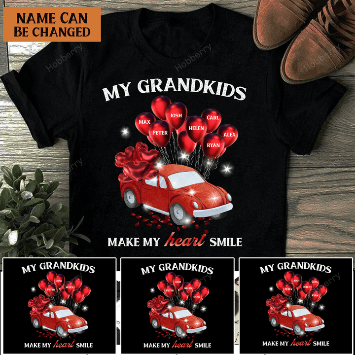 Personalized My Grandkids make My heart smile Shirt Gift For Grandma Mom