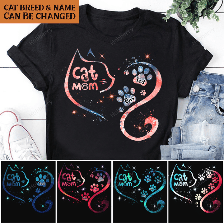 Cat Mom Customized Name Personalized T-shirt Sweatshirt Hoodie Gift For Cat Lover