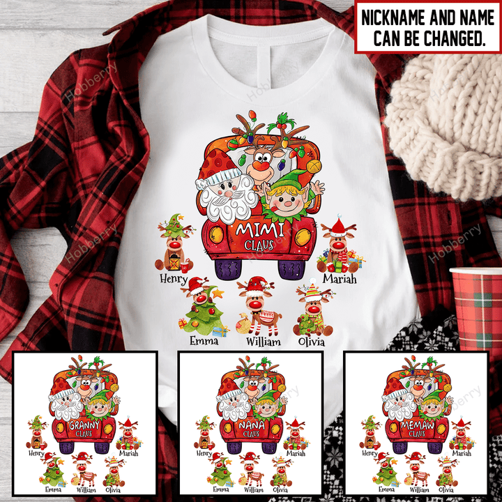 Mimi Claus Winter Christmas Season Grandma Shirt With Grandkids Names - Personalized Name Shirt Custom Gift For Grandma & Mom