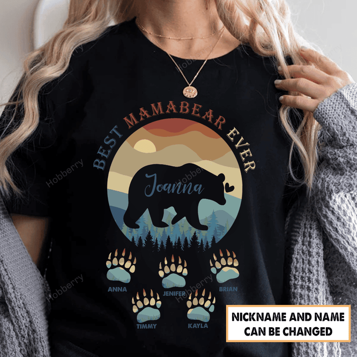 Best Mama Bear Ever Grandma Shirt With Grandkids Names - Personalized Custom Name Shirt Gift For Grandma & Mom