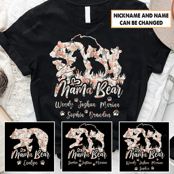 Personalized Mama Bear Grandma Shirt With Grandkids Names - Personalized Custom Name Shirt Gift For Grandma & Mom